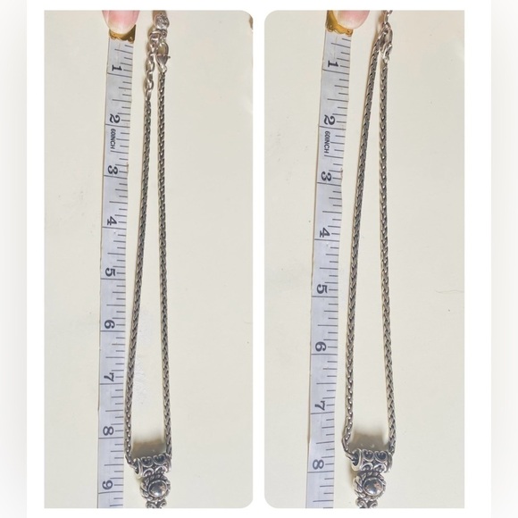 Brighton Taiwan Wheat Chain Two Side Pearly White & Silver Oval Shape EUC - Picture 5 of 9